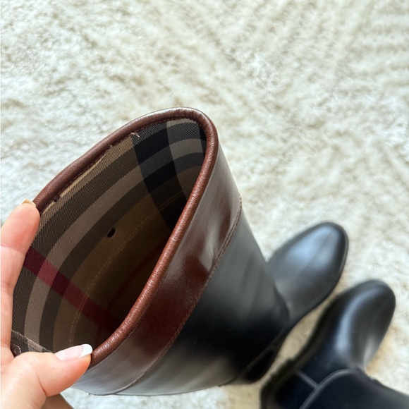 Burberry Black and Brown Tall Rain Boots - Picture 5 of 6